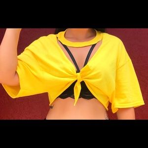 Gildan front tie crop top t-shirt size XL